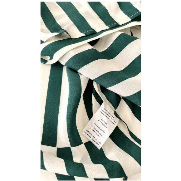 NWOT AYR The Flow State Pant Regatta Green striped high waist silk blend sz M - Picture 4 of 6